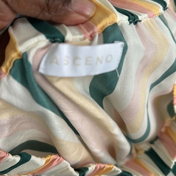 Asceno Silk Striped Off Shoulder Maxidress S - Picture 8 of 9